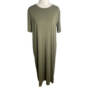 Sonnet James A  Play Dress Olive Green Midi  Soft Comfy Size Large
